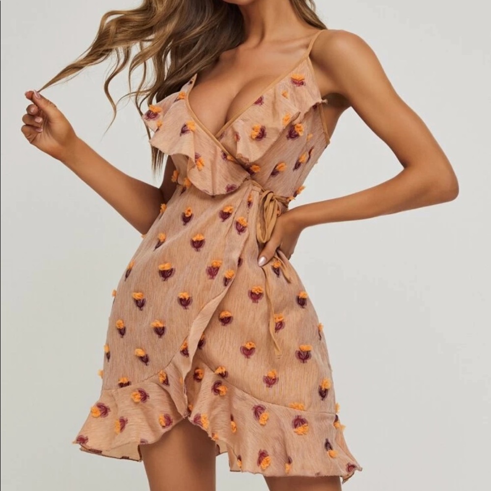 Retro Ruffle Wrap Dress